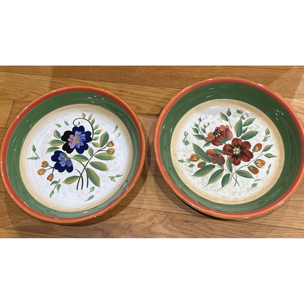 Vtg. Certified International "Wildflower" Pamela Gladding Serving Bowl, 9.5" Set